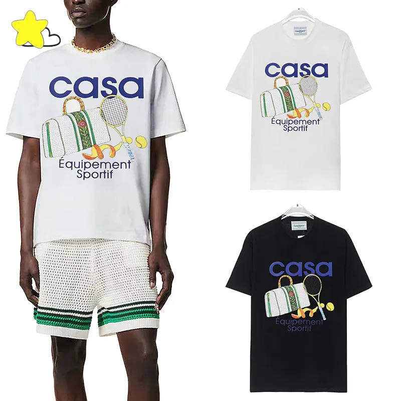 24SS Streetwear Casual Fashion T Shirt Tee Men Women 1 Cotton Loose Tennis Print T-Shirt Top