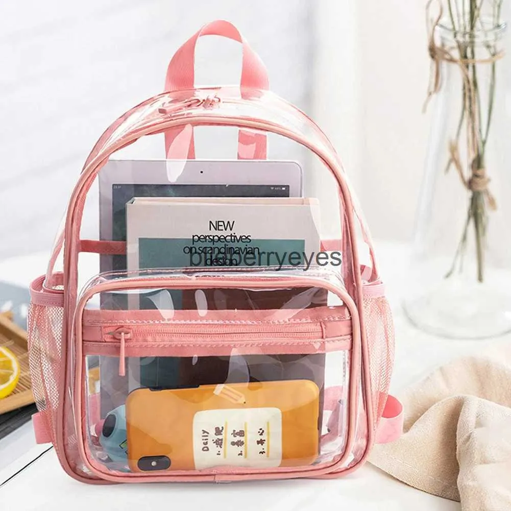 Backpack Style Transparent Water impermeável PVC Student Jelly Rucksack Bacha de armazenamento Homens homens Mochilas claras