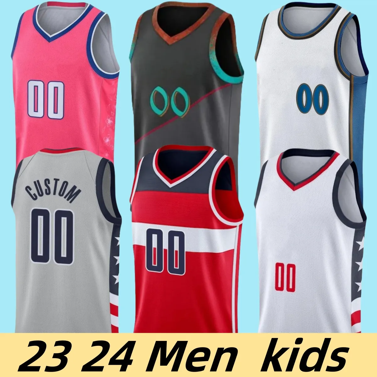 Kyle Kuzma Jersey Custom 23 24 인쇄 농구 유니폼 13 Poole 1 Johnny Davis 24 Corey Kispert 21 Daniel Gafford Tyus Jones Landry Shamet Delon Wright Shorts