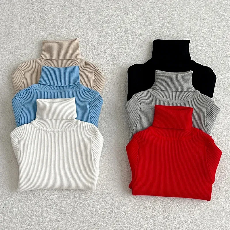 Baby Sweaters Kids Turtleneck Long Sleeves Soft Wool Clothing Boys Girls Knitting Bottoming Top Autumn Winter 231226