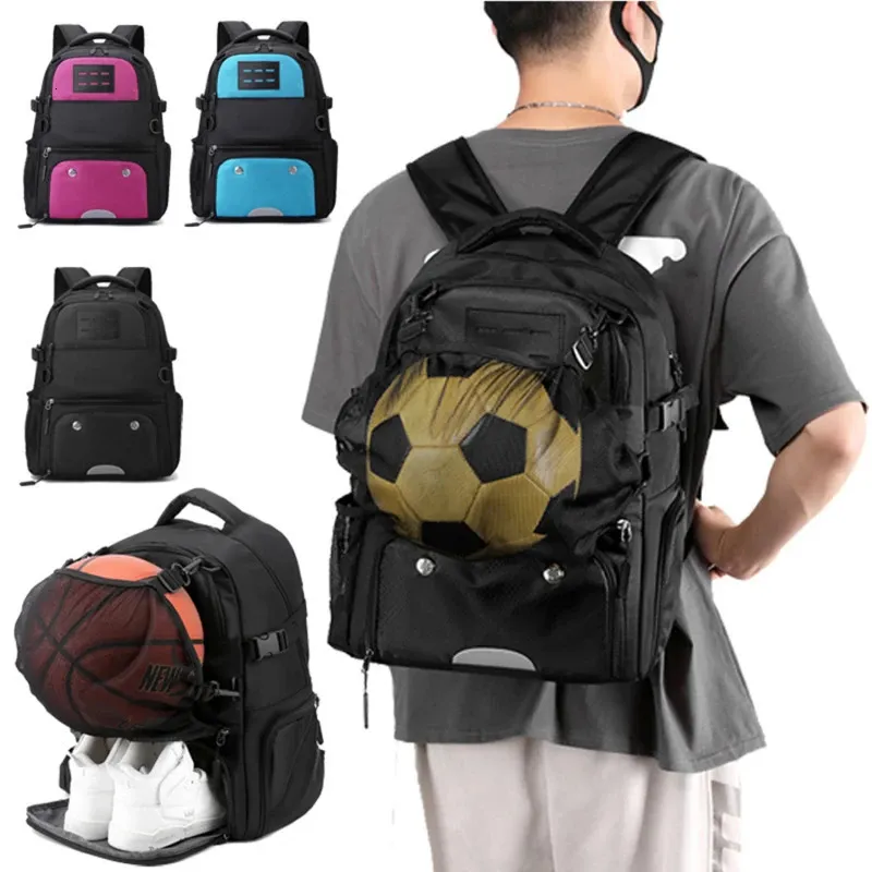 Sac à dos sportif Sac de basket-ball pour garçons scolaire de football sac à dos avec coffre à chaussures Sac à balle de football grandes chaussures de sac à dos 231227