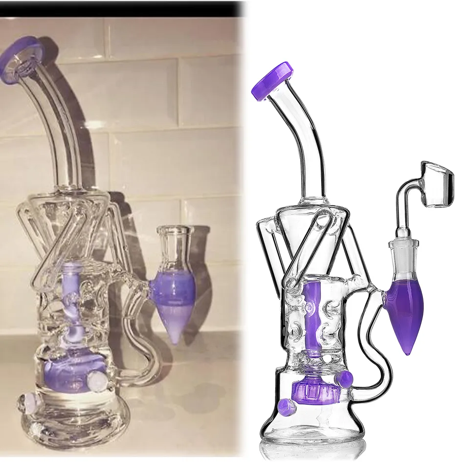 Função de bong de água de vidro Dab Rigs Hookahs Fumar Vidro Queimador de Óleo Tubo Bongs Reciclador Plataformas de Petróleo 10,1 polegadas