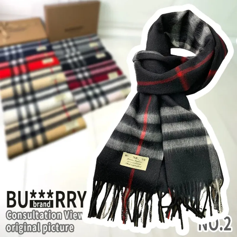 Kaschmirschalel Designer Schals 180*30 cm warme Männer Frauen weiche dicke Schalmeister Echarpe Schals Big Plaid Foulard Luxus Scharfbufanda Marke mit Originalbox Bur08