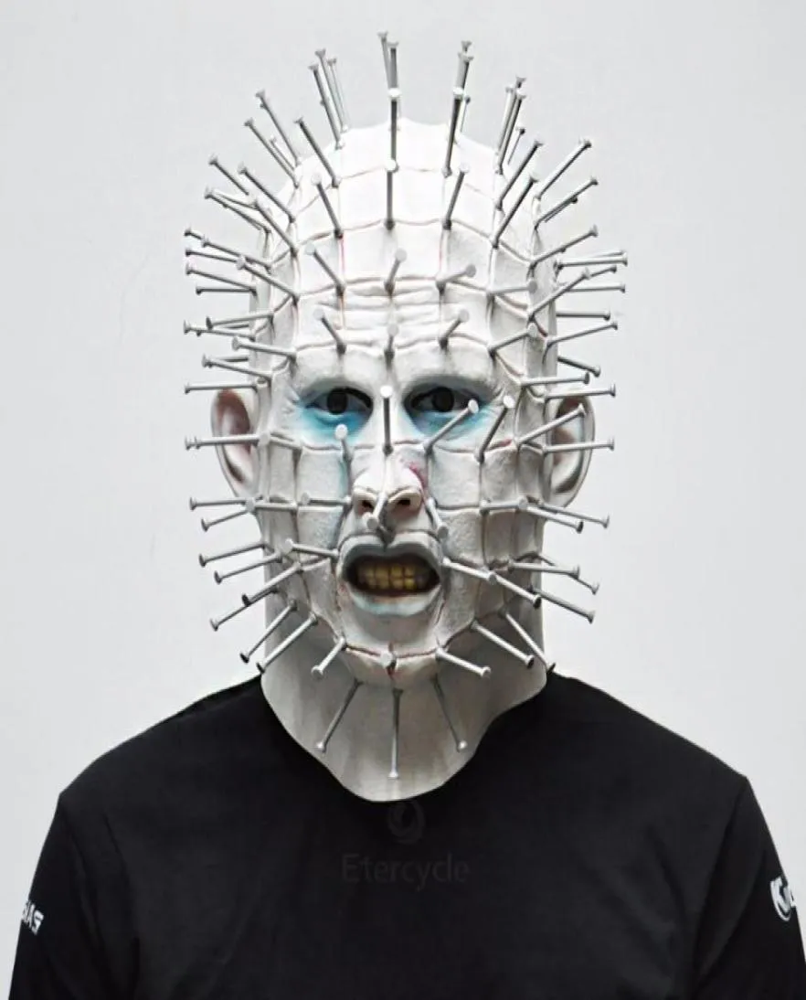 Novo Halloween Scary Pinhead Zombie Masks Hellraiser Movie Cosplay Latex Máscaras de festa para adultos para Halloween5452231