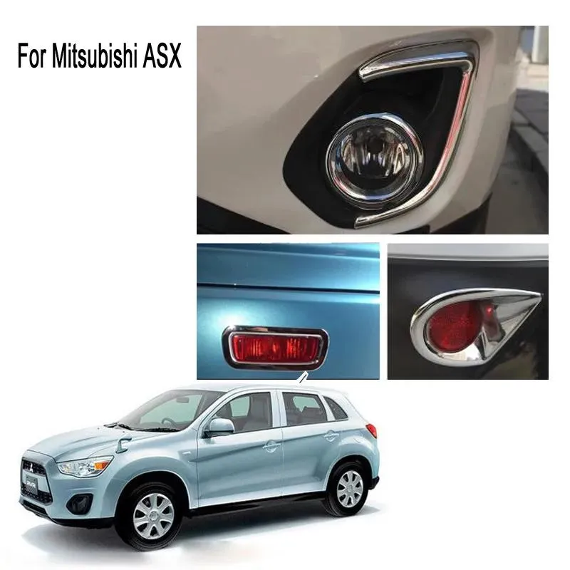 Adesivos para 2013 Mitsubishi ASX ABS cromado dianteiro + traseiro luz de nevoeiro tampa da lâmpada guarnição tt