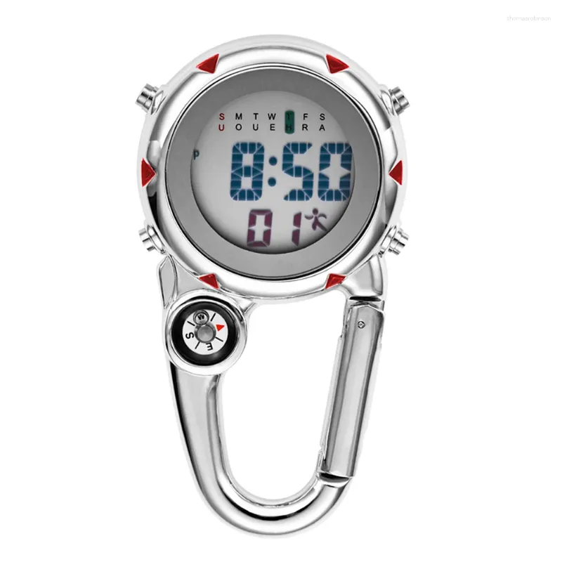 Pocket Watches Compass rostfritt stål Hook Travel Digital Watch for Nurses Clip on Quartz