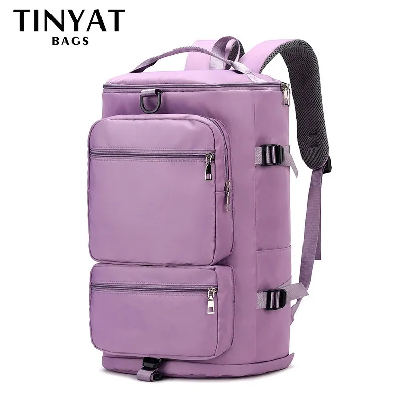 TINYAT大容量女性の旅行バッグカジュアルウィークエンド旅行バックパックレディーススポーツヨガ荷物バッグ多機能クロスボディ231227