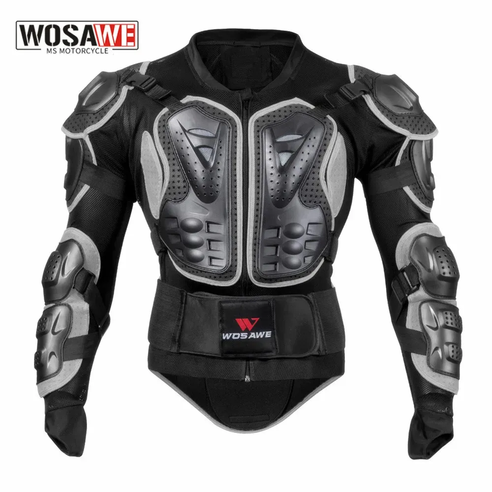 Wosawe Sports Motorcykel Armor Protector Jacket Motocross Guard Sleeve Back Support Protective Gears Chest Body Protection 231227