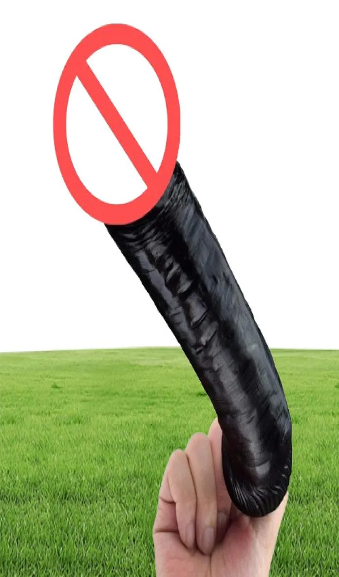 2016 Nuevo enorme consolador suave Masturbación Accesorios de máquinas de sexo Realista Big Black Dildo 2655cm Sexo para mujer4803803