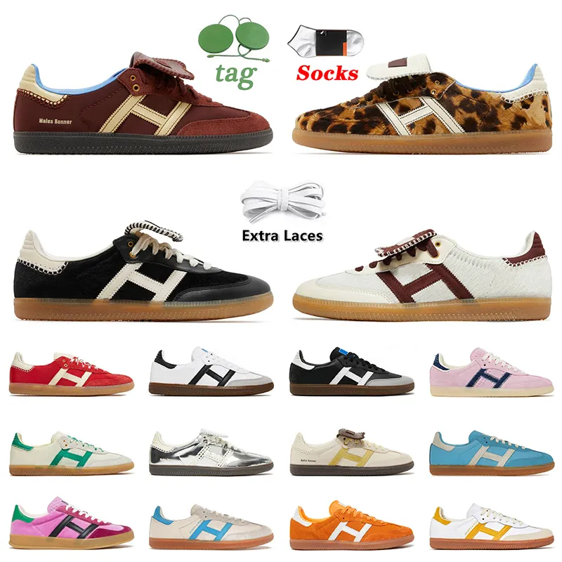 Top Quality Casual Designer Shoes Wales Bonner Nylon Brown Pony Leopard Sporty Rich Pink Velvet Loafers Sneakers Women Mens Cloud White Black Gum Vegan Trainers