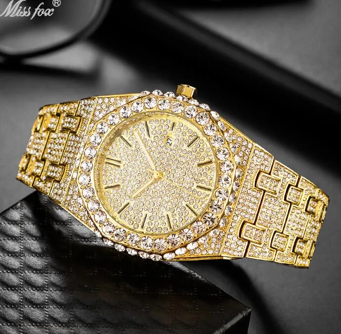 Montres de poche de qualité supérieure Antique Fly Iced Out Watch Vvs Clarity Moissanite clouté diamant de luxe en acier inoxydable pour hommes Drop D Dhdpb