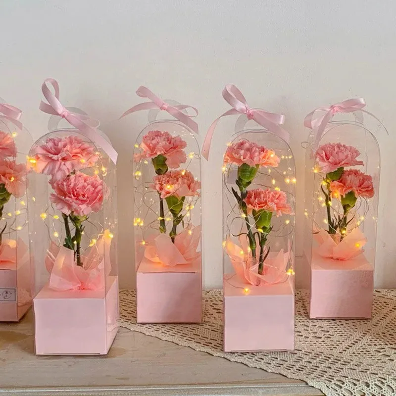 1 Прозрачная розовая коробка пластиковая упаковка для торта с цветочной упаковкой DIY Свадебная подарочная коробка на День святого Валентина 231227