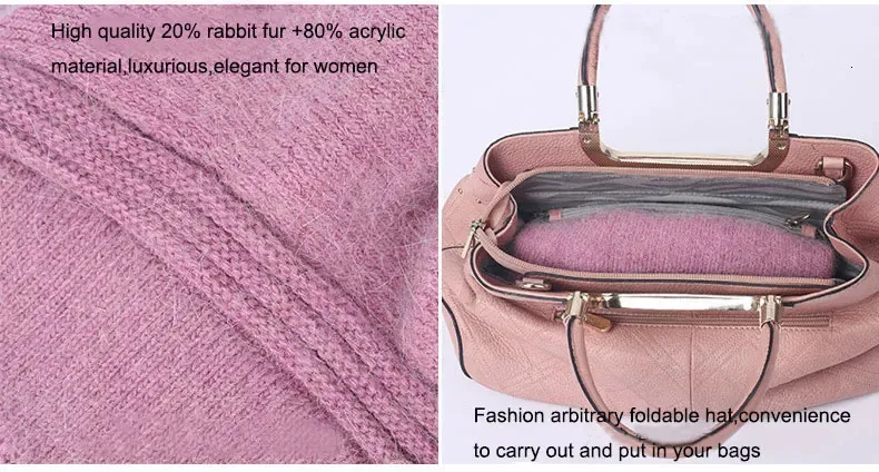 Berete de iepure F, pălării de lână tricotate, iarna, cald, capac de femeie, fete, căciuli, pălărie de blană, Gorros Bonnet Femme Hiver 2023_voghion.com