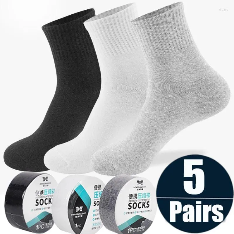 Men's Socks For Men Women Portable Compression Travel Sock Middle Tube Short Sweat Absorbing Lightweight Cotton Crew