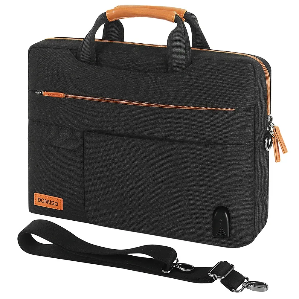 Sac étanche pour ordinateur portable, sac de transport, sac à bandoulière, mallette avec Port de chargement USB pour ordinateur portable 14 "15.6" 17.3 "231226