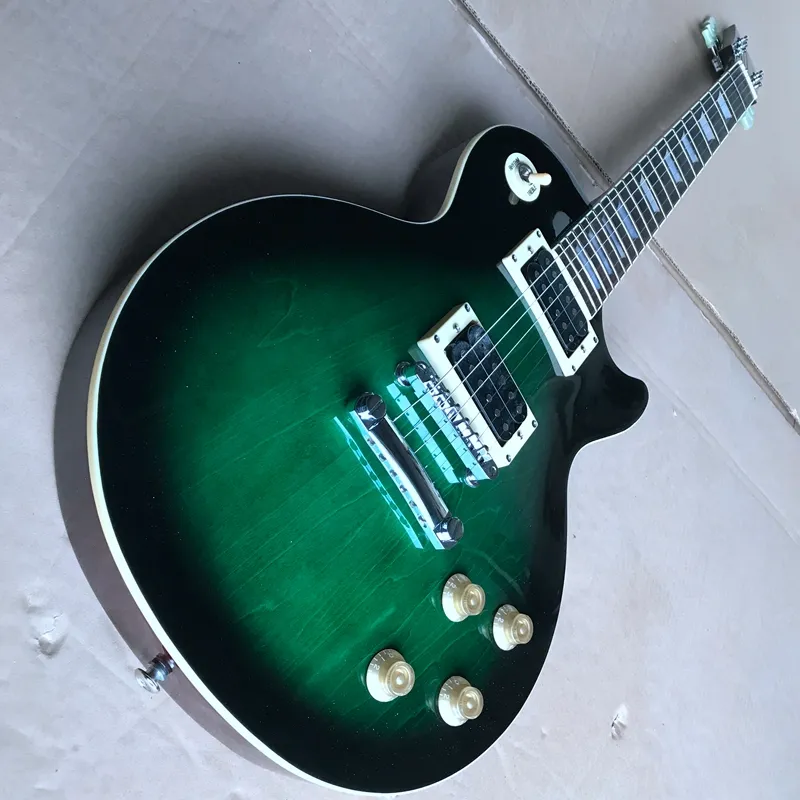 Chitarra elettrica Slash, hardware argento colore verde, tastiera in palissandro, chitarra elettrica con corpo in mogano, spedizione gratuita