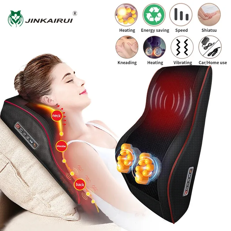 Jinkairui est 3 in 1 Massage Pillow Home Car Duel Use Neck Back Shoulder Waist Body Massager Portable Gift Relief Pain 231227