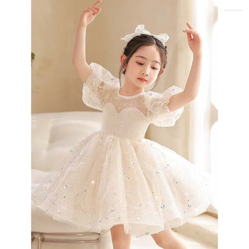 Robes de fille haut de gamme enfants fête de luxe pour les filles taille 0 à 14 ans anniversaire Po Shoot robe de soirée formelle en dentelle robe de bal robe