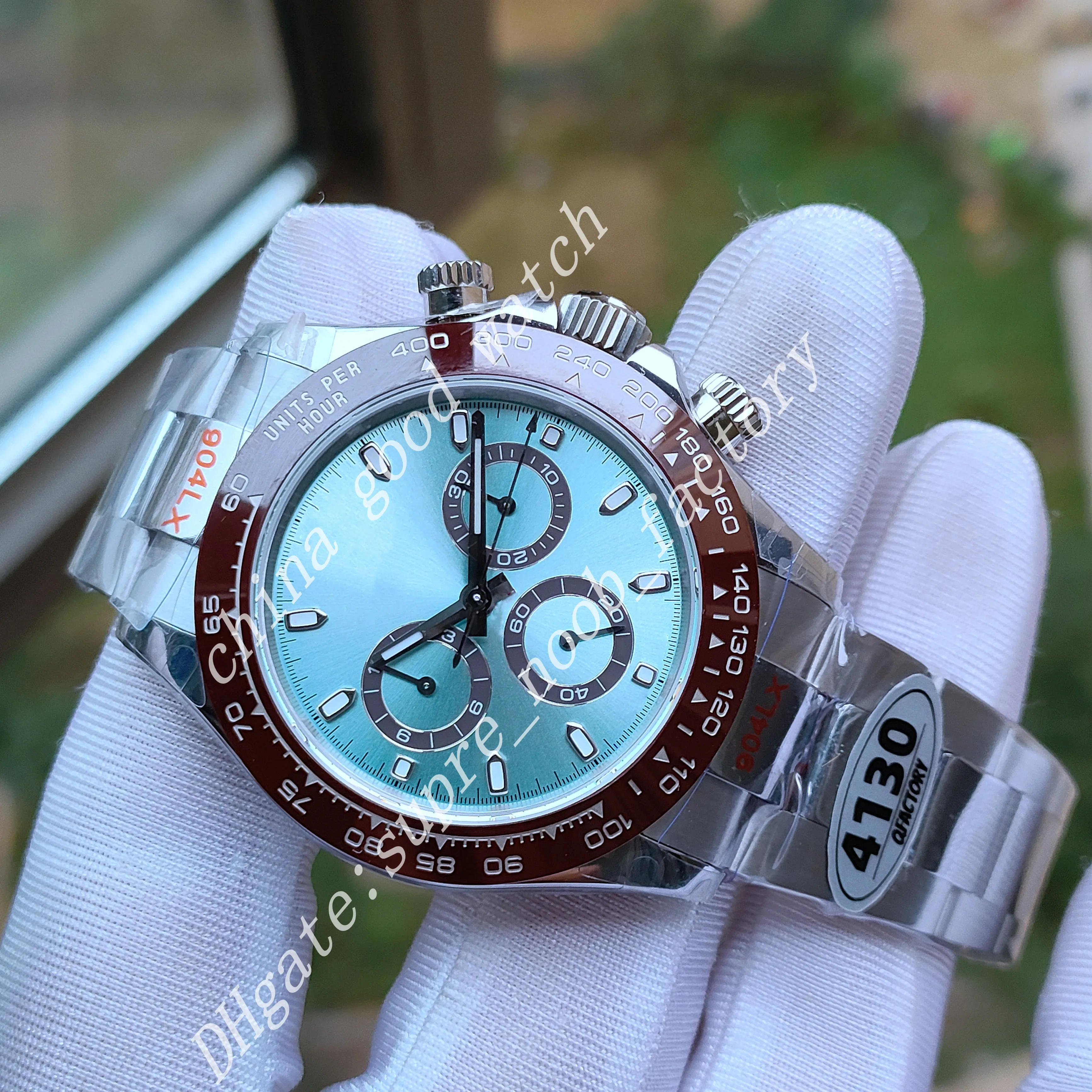 Qfactory Ice Blue Dial 40mm Watches QF Factory Houblight 173g Men's Watch Automatic Cal.4130 Movement Sapphire 904L Stains Strap Wristrack Wristshes