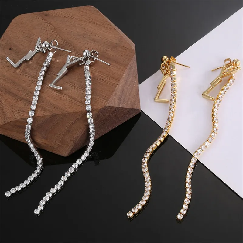 Projektant mody diamentowy kolczyki dla kobiet luksusowe litery uszy ucha impreza miłośnicy ślubu prezent biżuteria męska damska kolczyka