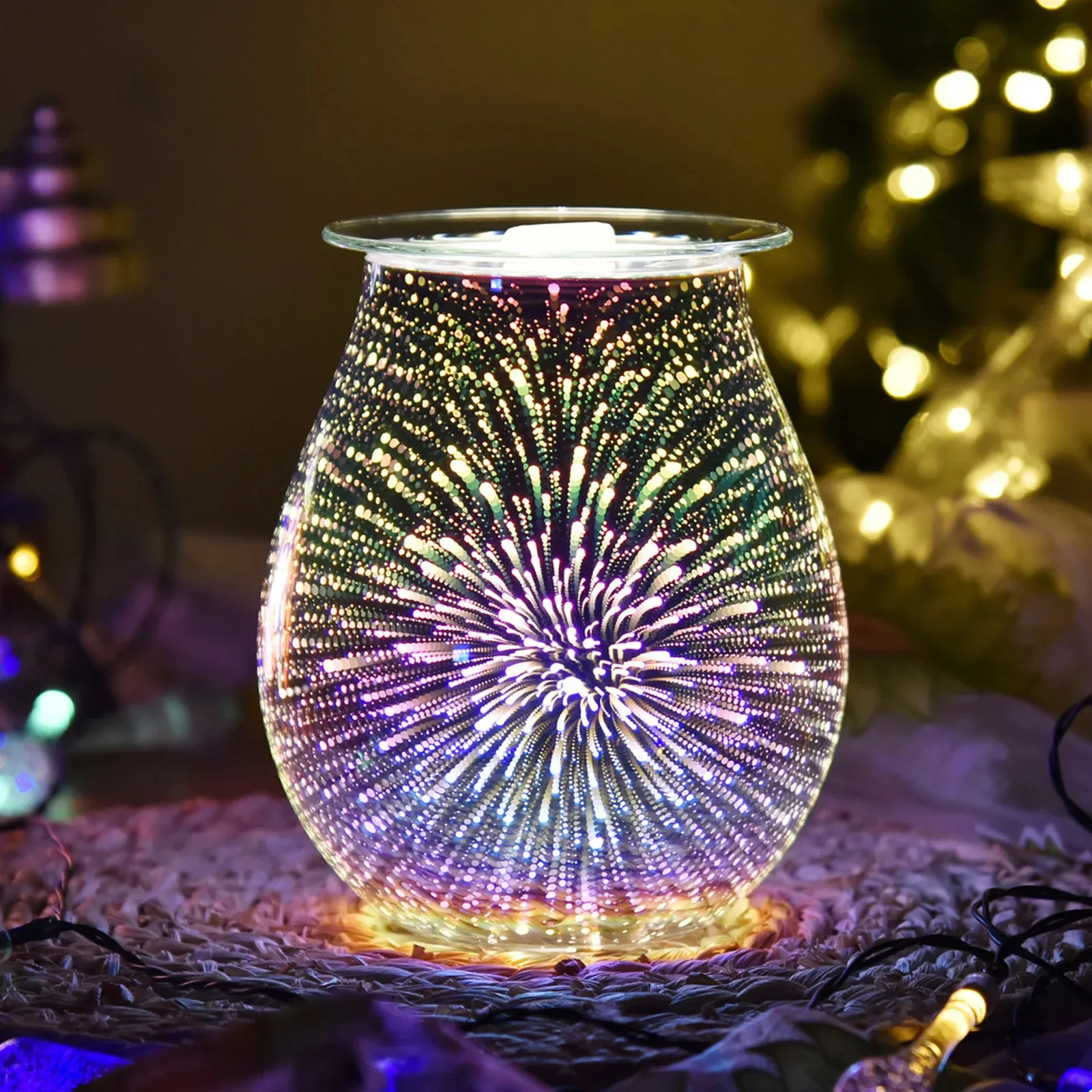 3D Glass Arom Electric Wax Melt Scent Aroma Fragrance Lamp Night Light Glass Electric Arom Diffuser FRES 231226