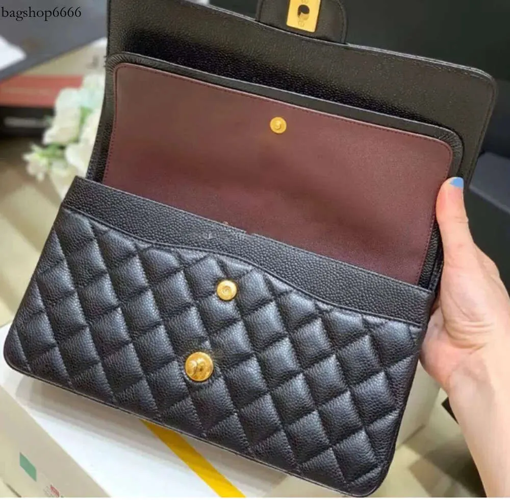 10A Top Quality Jumbo Double Flap Bag Designer 25CM 30cm Real Leather Caviar Lambskin Classic All Black Purse Quilted Handbag 2024