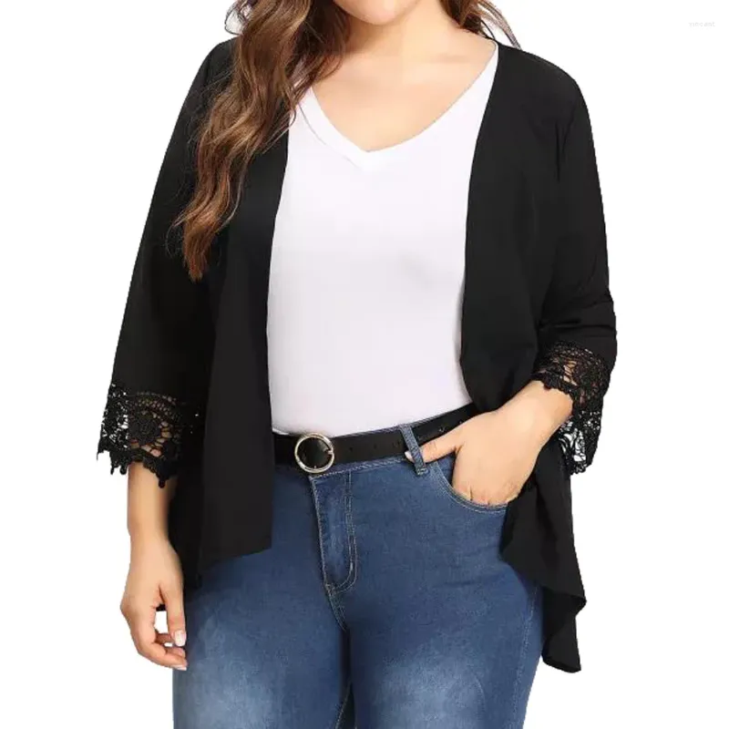 Women's Jackets CHAMSGEND Womens Outwear Coat Plus Size Lace Open Front Loose Causal Lightweight Kimono Cardigan