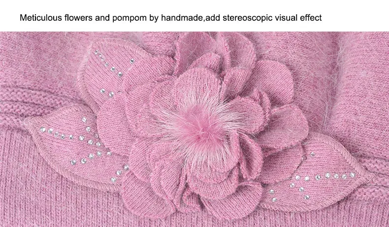 Berete de iepure F, pălării de lână tricotate, iarna, cald, capac de femeie, fete, căciuli, pălărie de blană, Gorros Bonnet Femme Hiver 2023_voghion.com