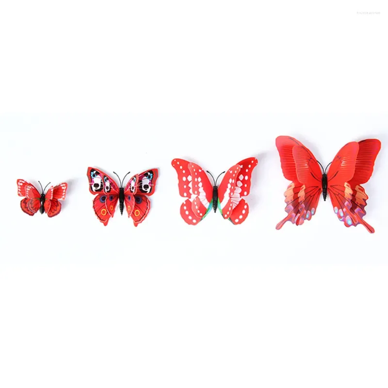 Wall Stickers 12pcs Double Layer Bedroom 3D Butterfly Home Decor PVC Art Decal TV Backdrop Nursery DIY Mural Window Fridge Magnet Sticker