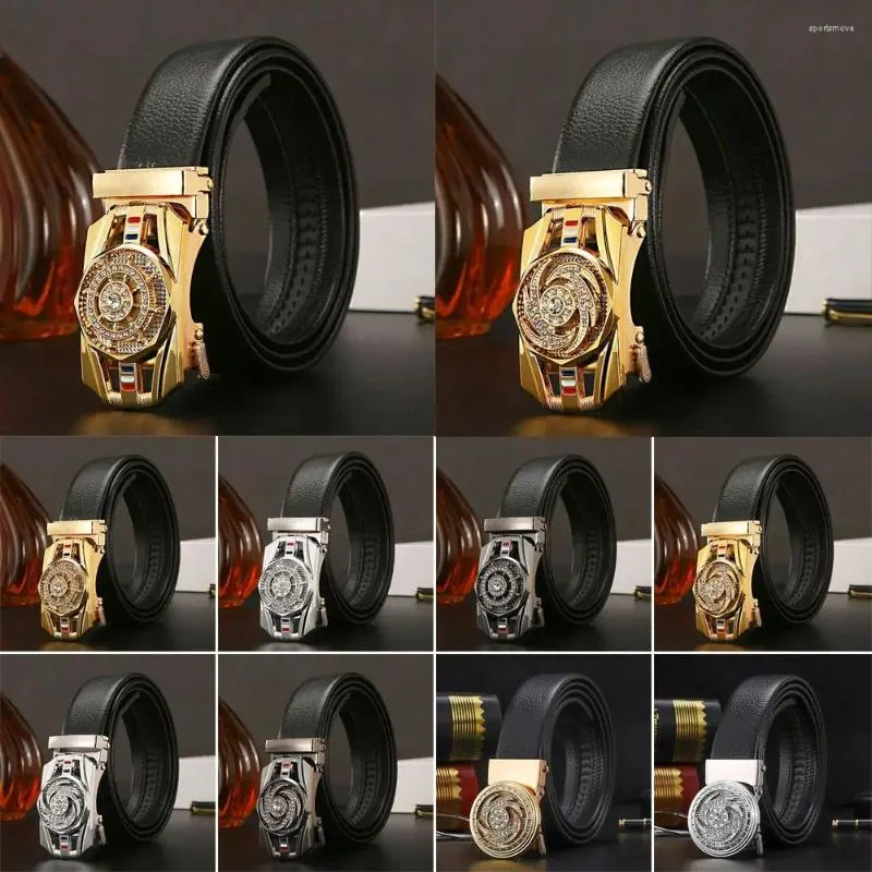 Business Business Automatic Buckle Buckle Vintage Luxury Design Rhingestone Decoration Leather Ratchet "Luck est sur le tour"