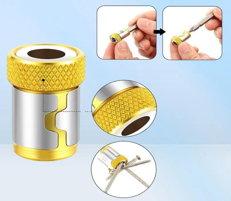 Professionellt handverktyg sätter 8st magnetskruv ring metallbit magnetiserarhållare applicerade på 14 tum 635 mm hex skruvmejsel9714985