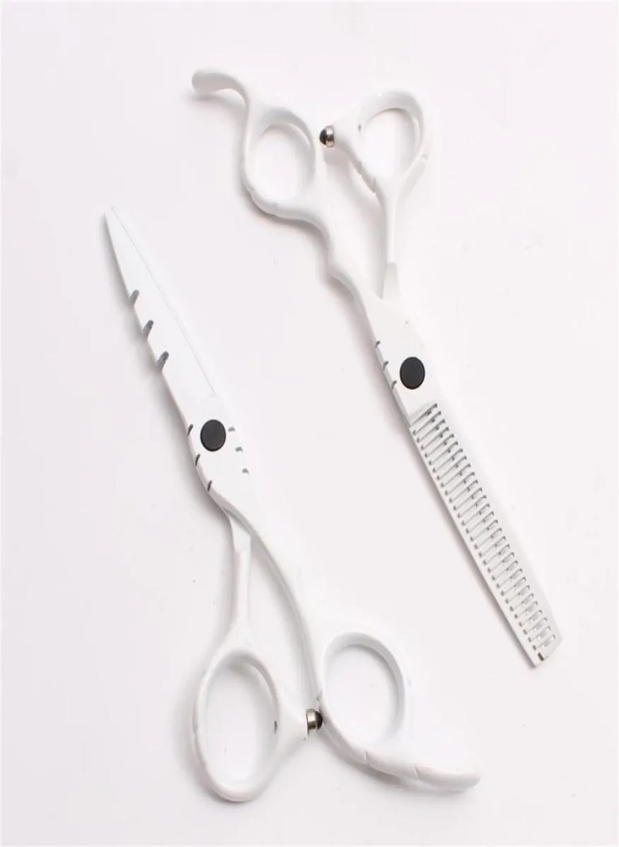 C1010 6Quot Japan Anpassad logotyp White Professional Human Hair Scissors Barber039S frisörsax som skär tunnare SH6851762