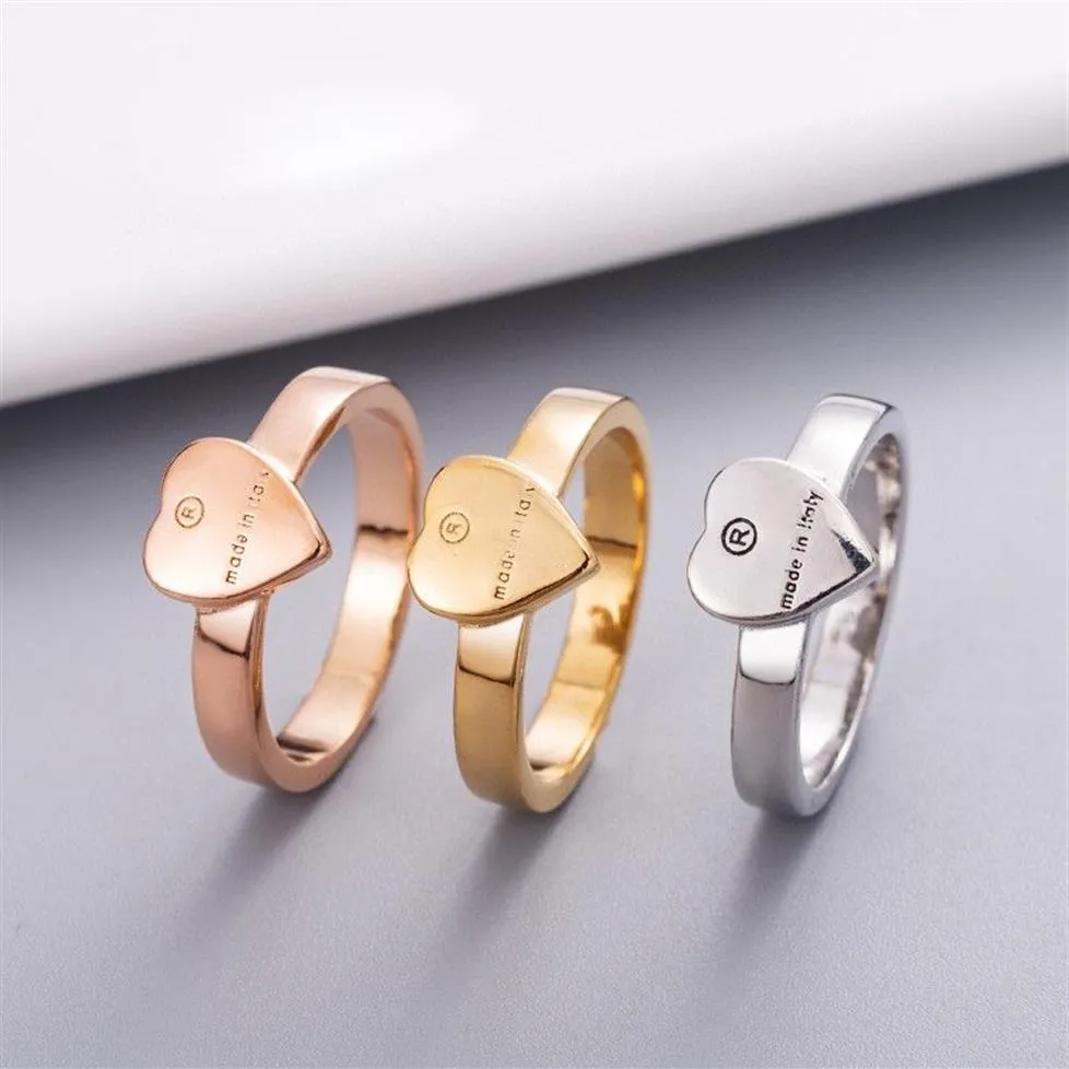 Anello a cuore da donna con timbro Argento Oro Rosa Carino Lettera Anelli per dito Regalo per amore Fidanzata Accessori per gioielli di moda299d