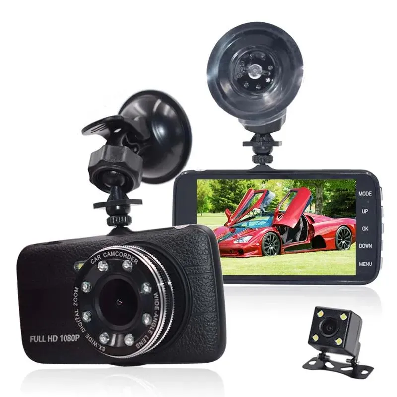 DVRS 2CH CAR DVR DASHCAM RECORDERオートビデオレジストラ4 "IPSスクリーン170度ナイトビジョンモーション検出GSENSOR