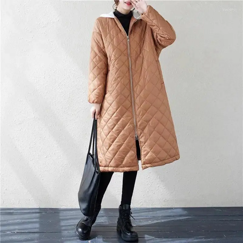 Women's Trench Coats Long Jacket Women For Winter Versatile Warmth Loose Fit Large Size Hooded Windproof Coat Ladies Casual Outerwear C070