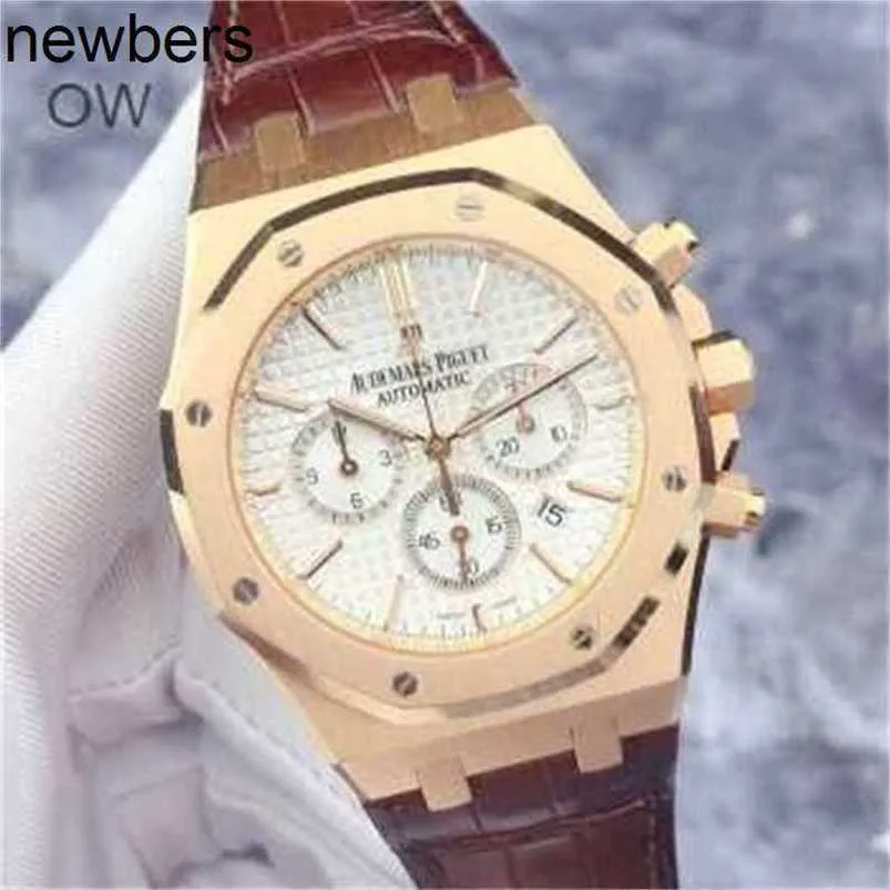 Top Audemar Pigue Apf Factory Royal Grand Cadran Chêne Montre Hommes Mouvement À Quartz Montre Multifonction Montre-Bracelet Affichage De La Date Machines 41mm 18k Rose G2ZHN