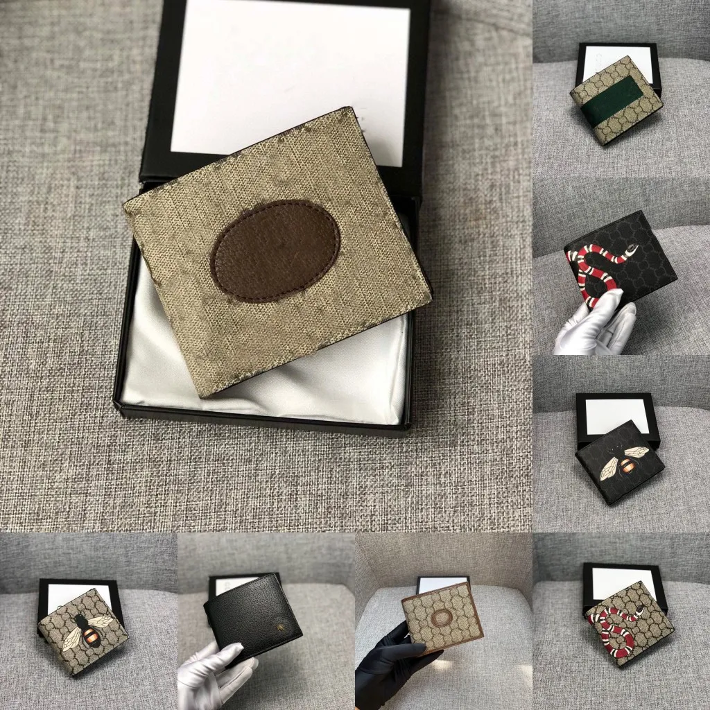10Aメンデザイナーウォレットカタログトップクレジットカードホルダーキャンバスブラックビルフォールドパリ格子型本革の豪華な男性ハイエンドショートウォレット財布付き箱