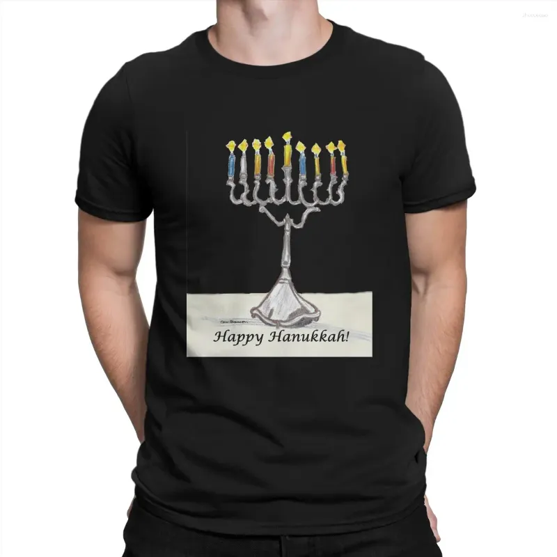 Męskie koszulki menorah hanukkah koszula żydowska lekka bawełniana odzież swobodne krótkie korki Tree dar urodzinowy T-shirty