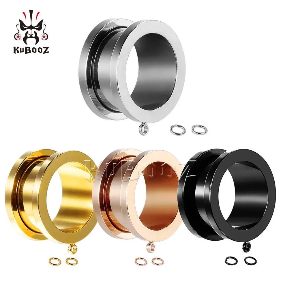 KUBOOZ acier inoxydable 4 couleurs bricolage tunnels et bouchons d'oreille jauges de perçage civières de perçage bijoux de corps 6-25mm 100PCS235Z
