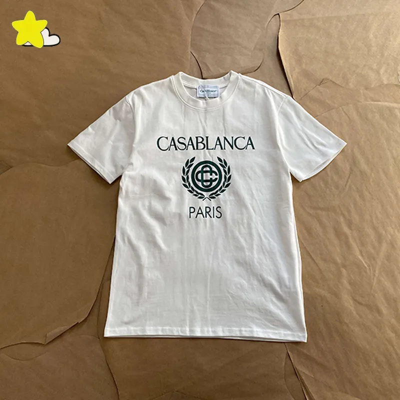 24SS Streetwear Zwart Wit Tee Top Groen Afdrukken T-shirt Casual Los T-shirt voor Mannen Vrouwen