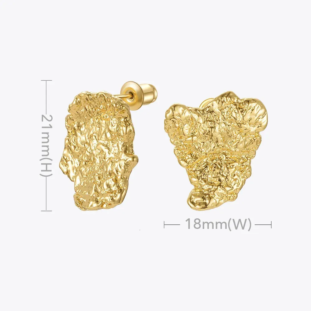 ENFASHION Pendientes de roca irregulares para mujer, pendientes góticos de botón, color dorado, joyería de moda coreana, pendientes para mujer_voghion.com