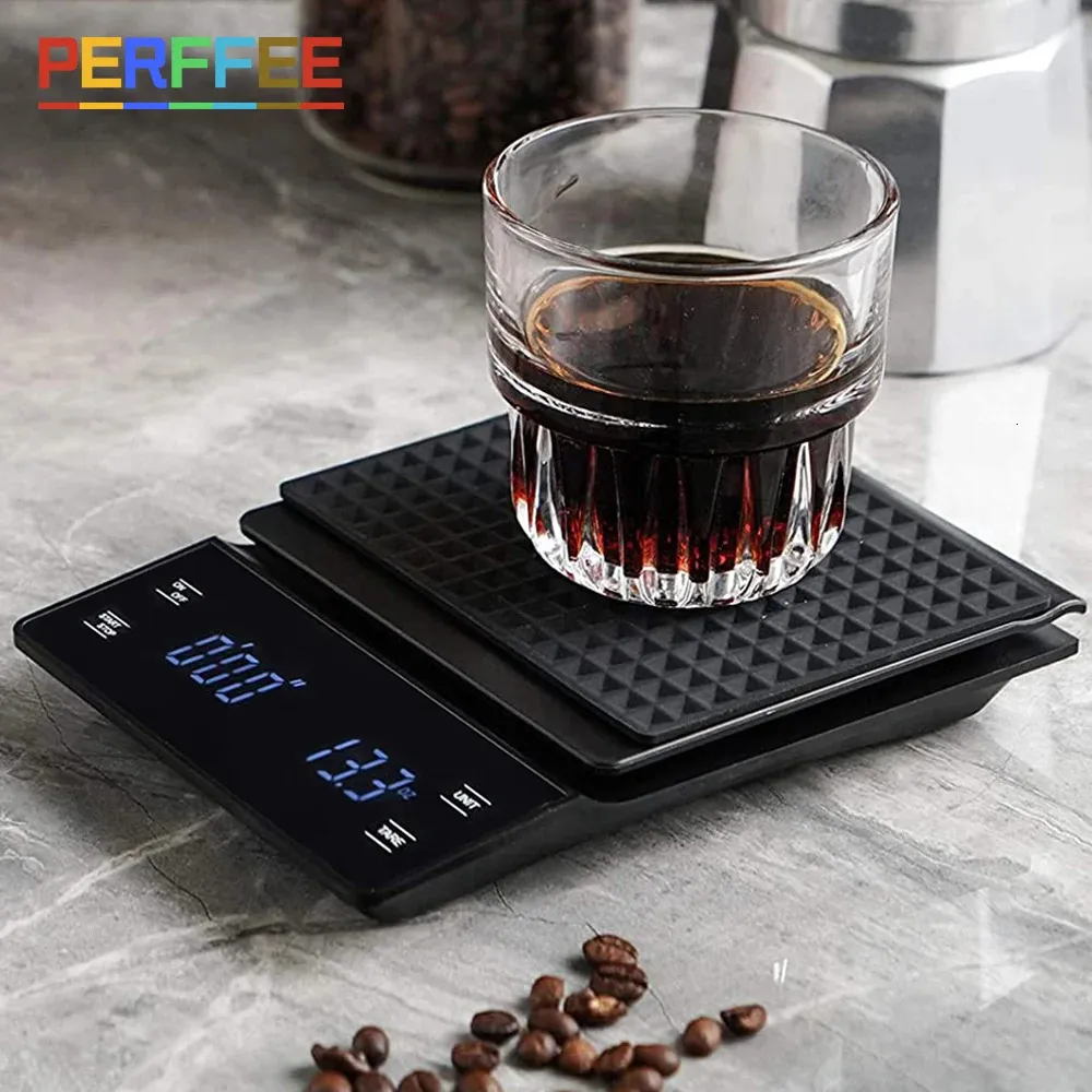 Balance à café à écran tactile LCD avec minuterie haute précision numérique électronique cuisine à domicile alimentaire 3KG 0 1g 231226