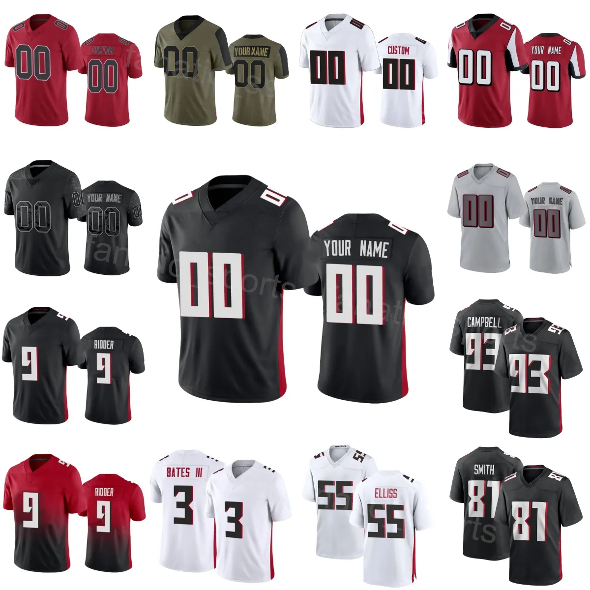 Child Man Women Football 81 Jonnu Smith Jerseys Kids 3 Jessie Bates III 55 Kaden Elliss 53 Nate Landman 93 Calais Campbell 90 David Onyemata 9 Desmond Ridder Uniform