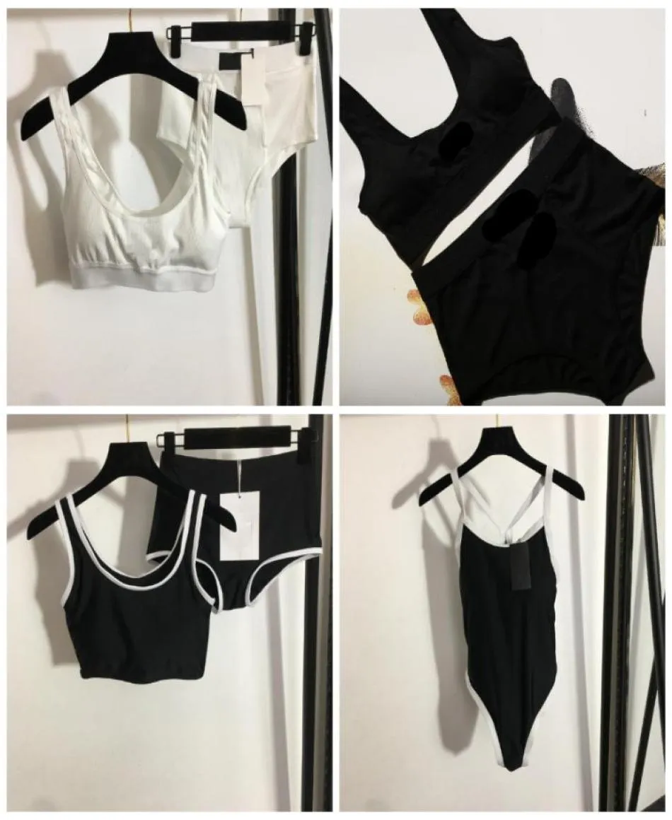 Kvinnor Knit Bikinis Set Twopiece Badkläder Bikini Set Push Up Swimsuit Bathing Svar Black Small Letter för Summer Travel3443087