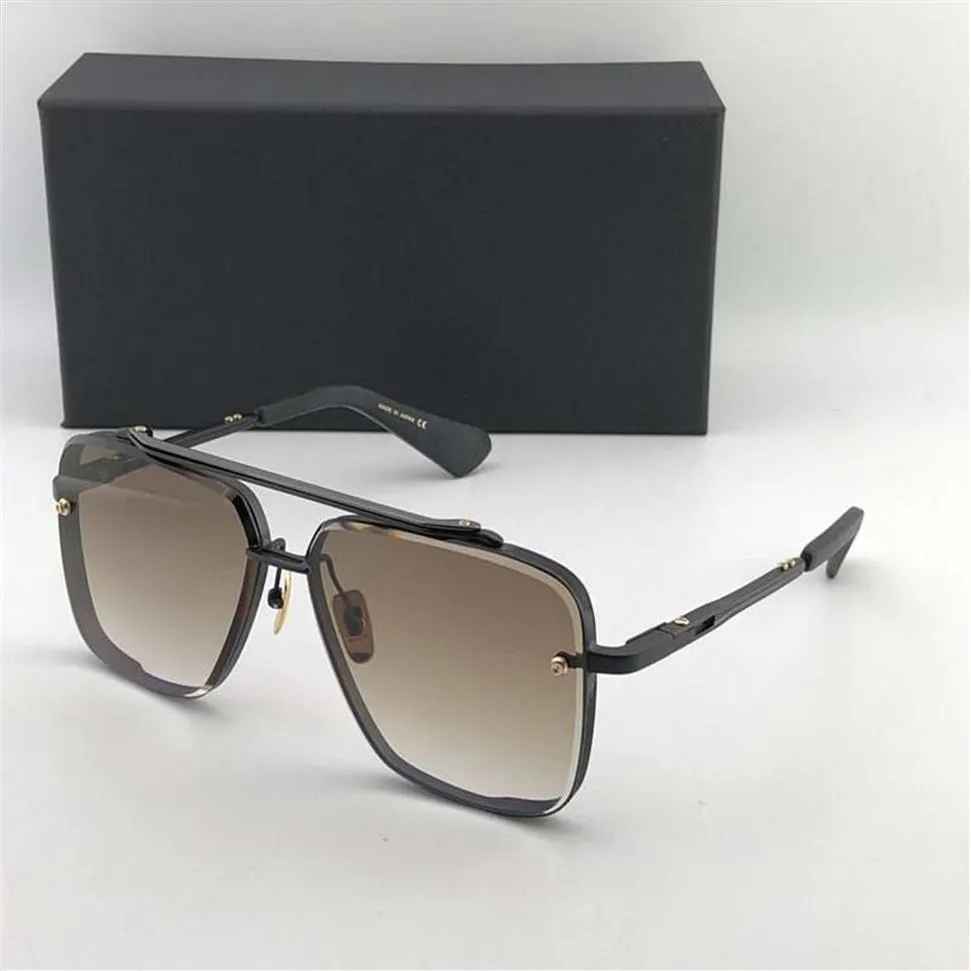 Lunettes de soleil carrées noires mates 121, verres dégradés marron, lunettes de soleil pour hommes, nuances, nouveau avec box279r