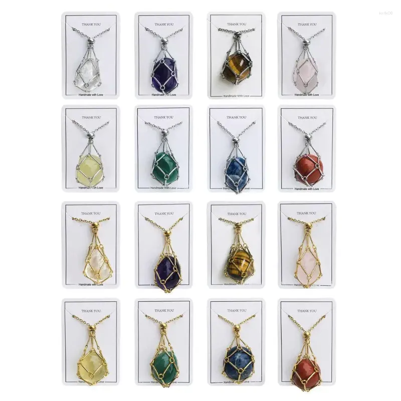 Pendant Necklaces Crystal Cage Necklace Holder Net Metal Chain Stone Collecting Replaceable Adjustable Party Jewelry Decoration