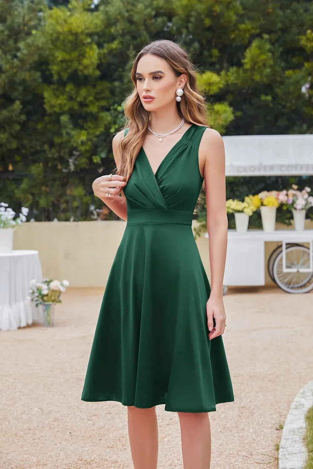 Satin V-Neck A-Line Sleeveless Mini Dress with Ruched Detail Knee Length  for Women from Dhgate Urban Sexy Dresses - price 39.55