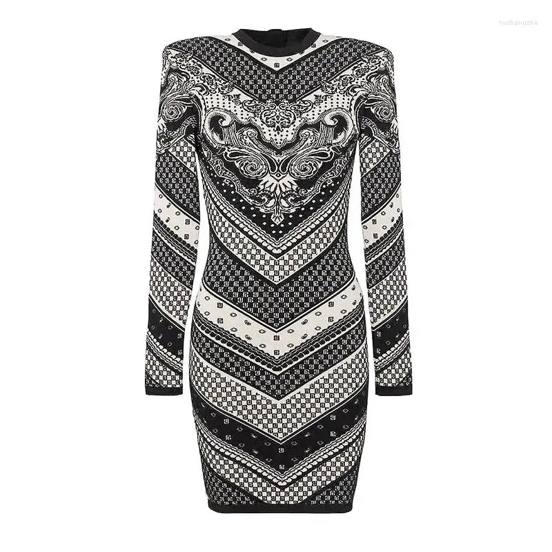 Vestidos casuais 2023 Vintage Animal Design Women Jersey Dress Manga Longa algodão