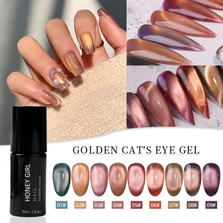 9 Kleur Gouden Cat Eye Nagelolie Lijm Flash Wit Gradiënt Nagellijm Super Heldere Flash All-Match nagel Decoratie 231227