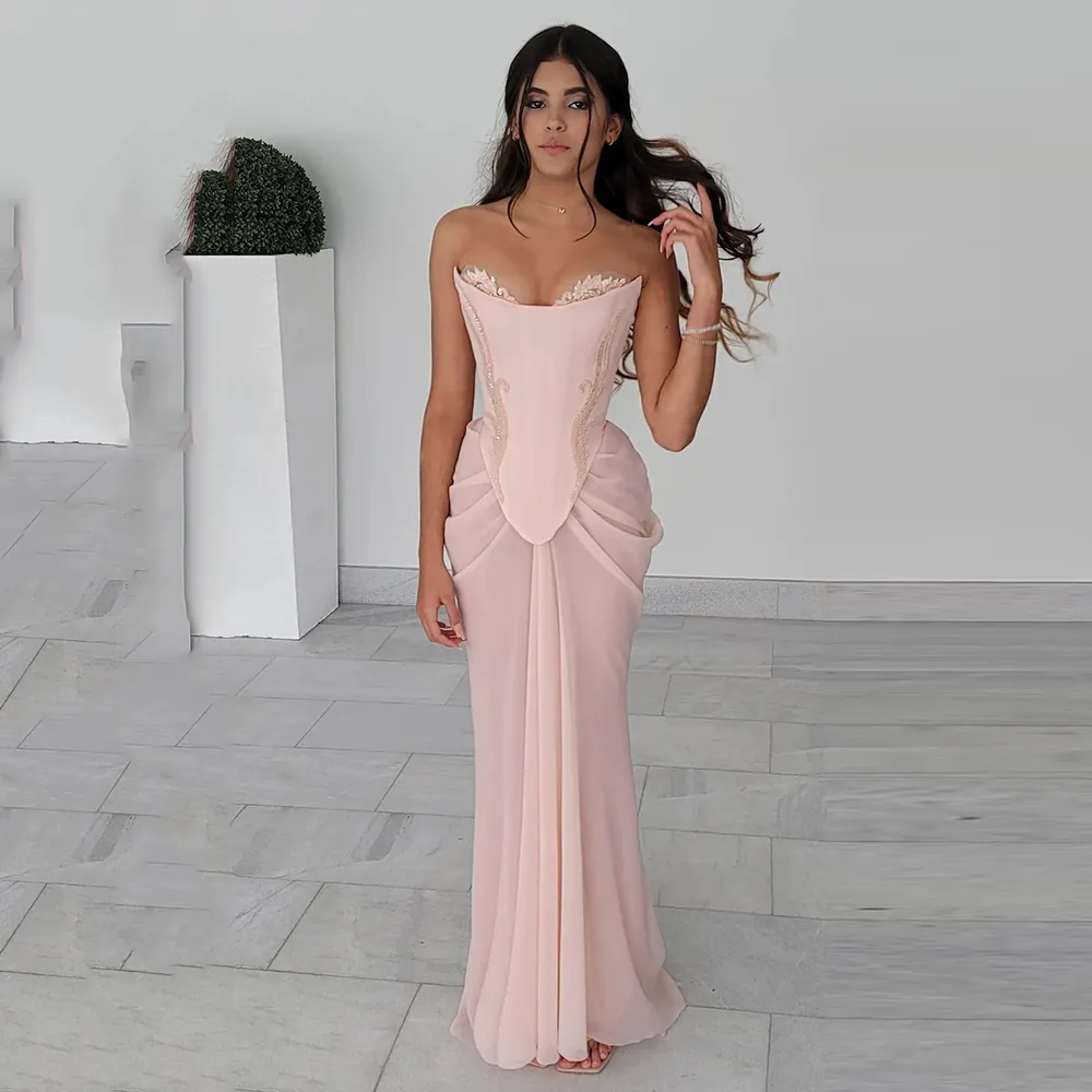 Blush Pink Chiffon Evening Dress with Lace-Up Back and Sweep Train Formal  Gown from Dhgate Evening Dresses - price 295.82